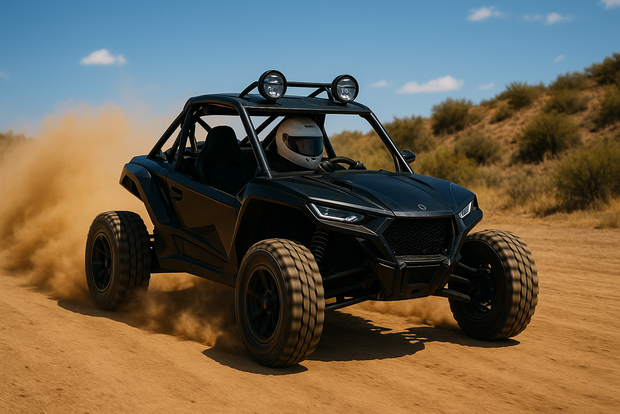 Buggy met buggyverzekering door gravel